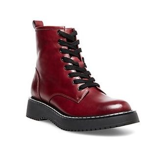 Madden Girl Kurt Burgundy Combat Boots SZ 9.5